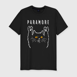 Мужская футболка хлопок Slim Paramore rock cat