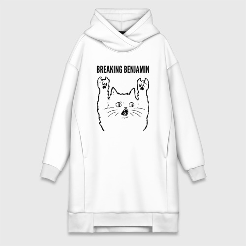 Платье-худи хлопок Breaking Benjamin - rock cat, цвет белый