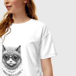 Женская футболка хлопок Oversize Кот астроном - фото 2