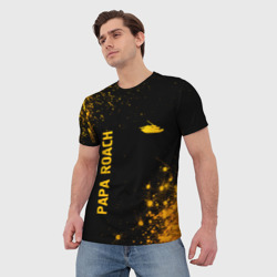 Мужская футболка 3D Papa Roach - gold gradient: надпись, символ - фото 2