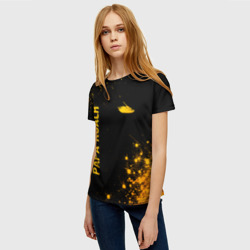 Женская футболка 3D Papa Roach - gold gradient: надпись, символ - фото 2