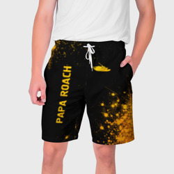 Мужские шорты 3D Papa Roach - gold gradient: надпись, символ