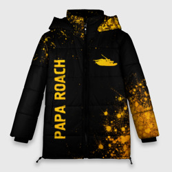 Женская зимняя куртка Oversize Papa Roach - gold gradient: надпись, символ