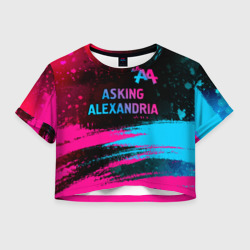 Женская футболка Crop-top 3D Asking Alexandria - neon gradient: символ сверху