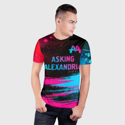 Мужская футболка 3D Slim Asking Alexandria - neon gradient: символ сверху - фото 2