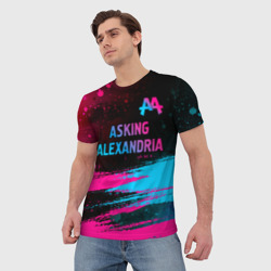 Мужская футболка 3D Asking Alexandria - neon gradient: символ сверху - фото 2