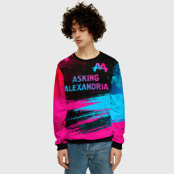 Мужской свитшот 3D Asking Alexandria - neon gradient: символ сверху - фото 2