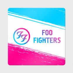 Магнит виниловый Квадрат Foo Fighters neon gradient style: надпись и символ