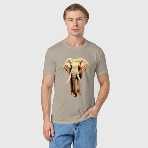 Мужская футболка хлопок с принтом Стройный слон, фото на моделе #1