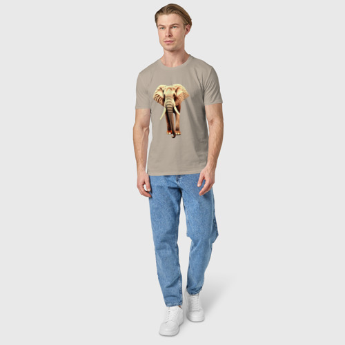 Мужская футболка хлопок с принтом Стройный слон, вид сбоку #3