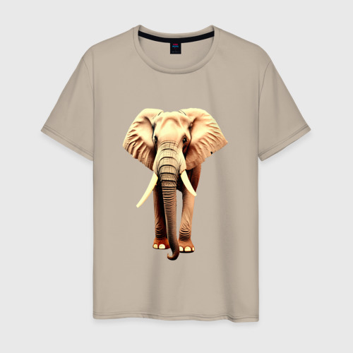 Мужская футболка хлопок с принтом Стройный слон, вид спереди #2