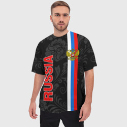 Мужская футболка oversize 3D Russia black style - фото 2