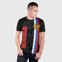 Мужская футболка 3D Slim Russia black style - фото 2