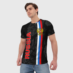 Мужская футболка 3D Russia black style - фото 2