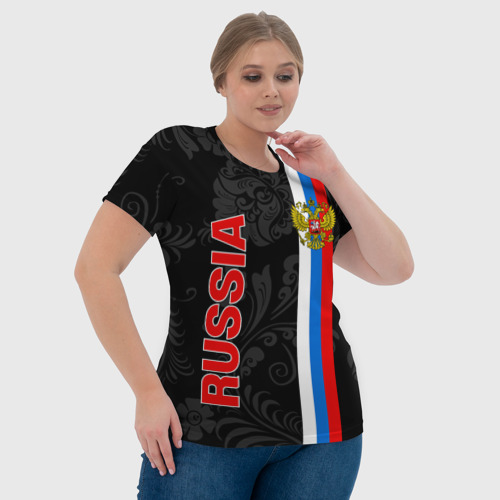 Женская футболка 3D Russia black style, цвет 3D печать - фото 6