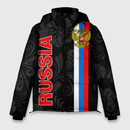 Мужская зимняя куртка 3D Russia black style, цвет черный