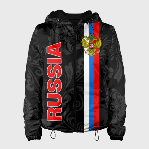 Женская куртка 3D Russia black style, цвет черный