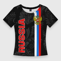 Женская футболка 3D Slim Russia black style