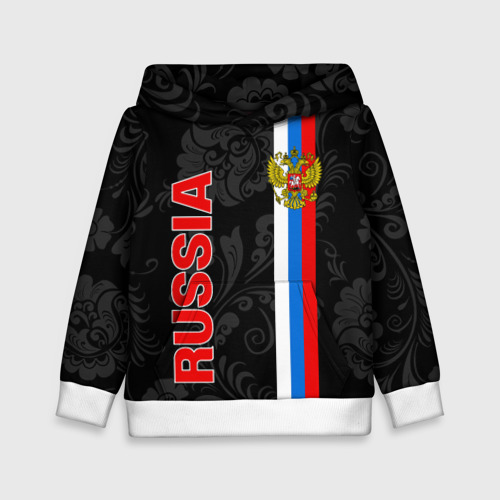 Детская толстовка 3D Russia black style, цвет белый