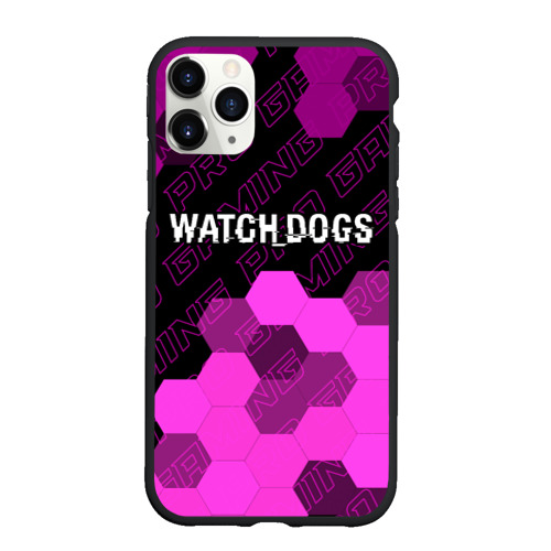 Чехол для iPhone 11 Pro Max матовый с принтом Watch Dogs pro gaming: символ сверху, вид спереди #2