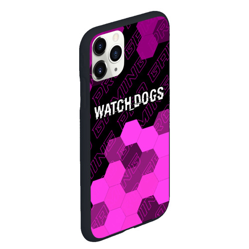 Чехол для iPhone 11 Pro Max матовый с принтом Watch Dogs pro gaming: символ сверху, вид сбоку #3