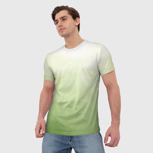 Мужская футболка 3D с принтом Абстрактный лаймовый акварельный фон, фото на моделе #1