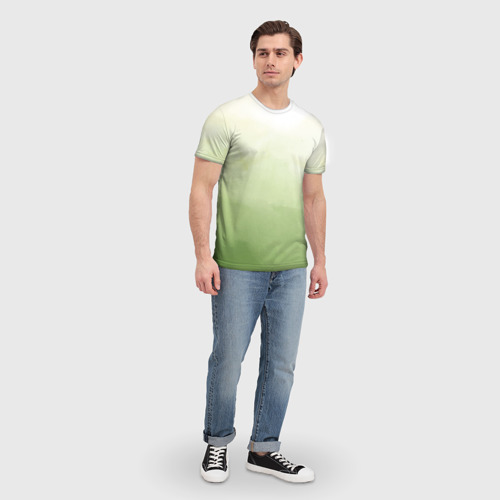 Мужская футболка 3D с принтом Абстрактный лаймовый акварельный фон, вид сбоку #3