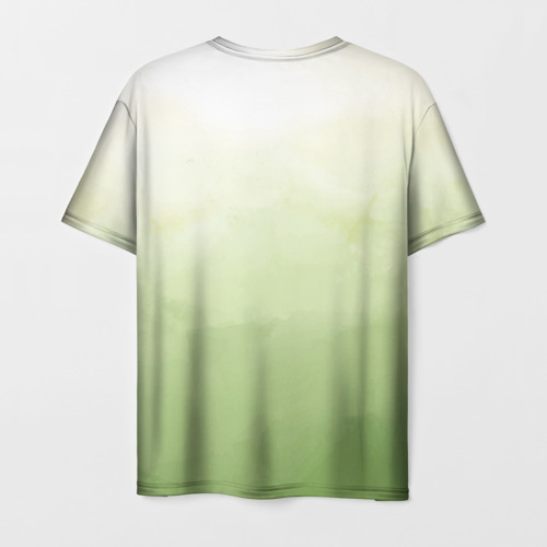 Мужская футболка 3D с принтом Абстрактный лаймовый акварельный фон, вид сзади #1