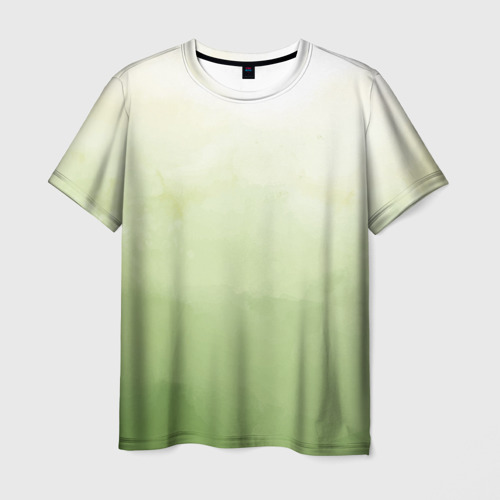 Мужская футболка 3D с принтом Абстрактный лаймовый акварельный фон, вид спереди #2