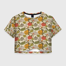 Женская футболка Crop-top 3D Тыквы цветные