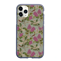 Чехол для iPhone 11 Pro Max матовый Мухоловки и сирень