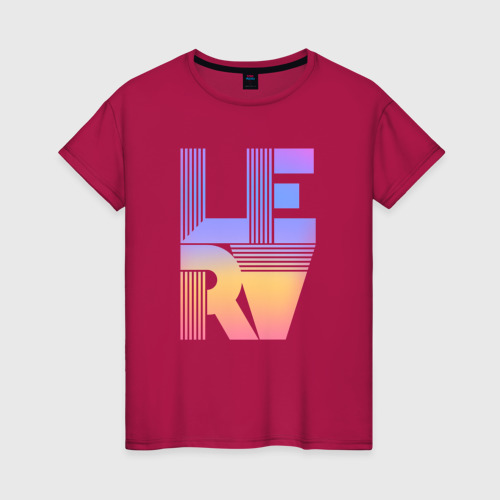 Женская футболка хлопок Lera - фигуры и полосы, цвет маджента
