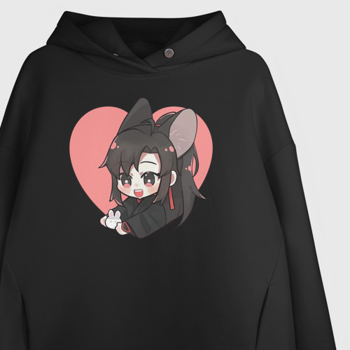 Женское худи Oversize хлопок Wei Wuxian heart, цвет черный - фото 3