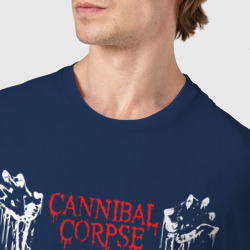 Футболка с принтом Cannibal Corpse арт для женщины, вид на модели спереди №4. Цвет основы: темно-синий