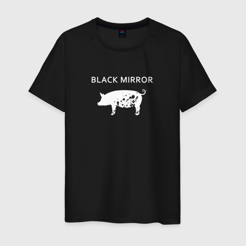 Мужская футболка хлопок Национальный гимн - Черное зеркало, цвет черный
