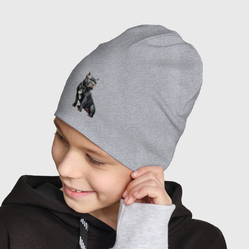 Детская шапка демисезонная Американский булли, с бантиком, цвет меланж - фото 4