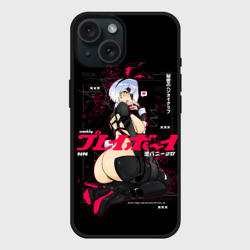 Чехол силиконовый для Apple iPhone 15 матовый Nier Automata waifu