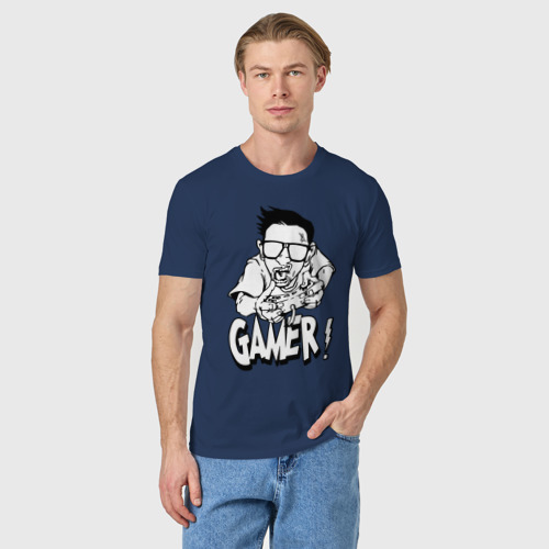 Мужская футболка хлопок с принтом Gamer man, фото на моделе #1