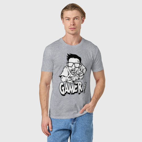 Мужская футболка хлопок Gamer man, цвет меланж - фото 3