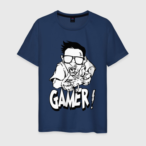 Мужская футболка хлопок с принтом Gamer man, вид спереди #2