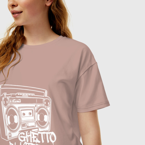 Женская футболка хлопок Oversize Ghetto blaster, цвет пыльно-розовый - фото 3