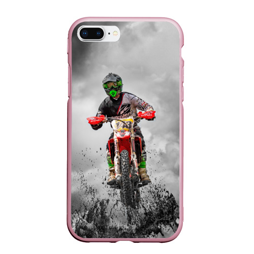Чехол для iPhone 7Plus/8 Plus матовый с принтом Dirty motocross, вид спереди #2