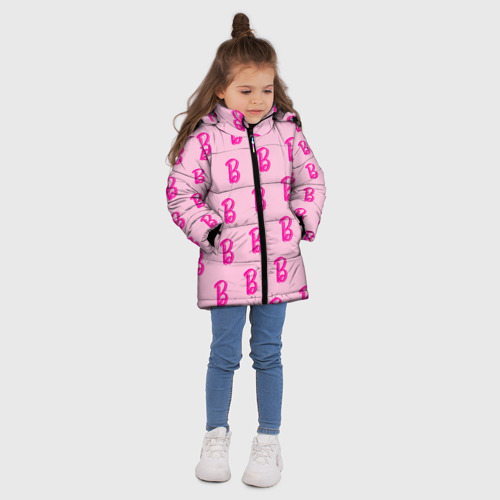 Зимняя куртка для девочек 3D Барби паттерн буква B, цвет черный - фото 5