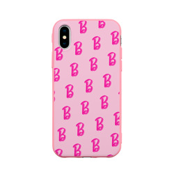 Чехол для iPhone X матовый Барби паттерн буква B
