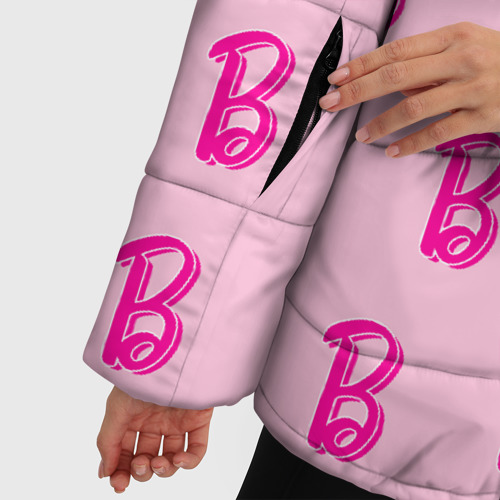 Женская зимняя куртка Oversize Барби паттерн буква B, цвет черный - фото 6