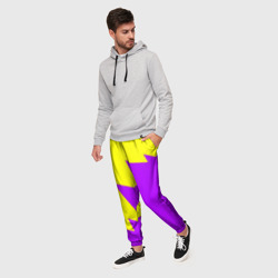 Мужские брюки 3D Желто-фиолетовый разлом - фото 2