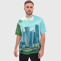 Мужская футболка oversize 3D Москва-сити Ван Гог - фото 2