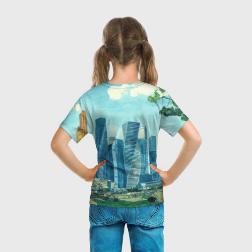 Детская футболка 3D Москва-сити Ван Гог, цвет 3D печать - фото 6