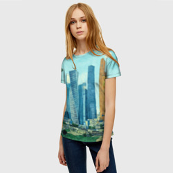 Женская футболка 3D Москва-сити Ван Гог - фото 2