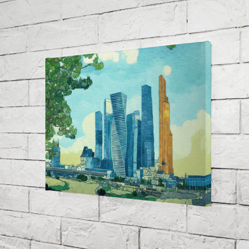 Холст прямоугольный Москва-сити Ван Гог, цвет 3D печать - фото 3